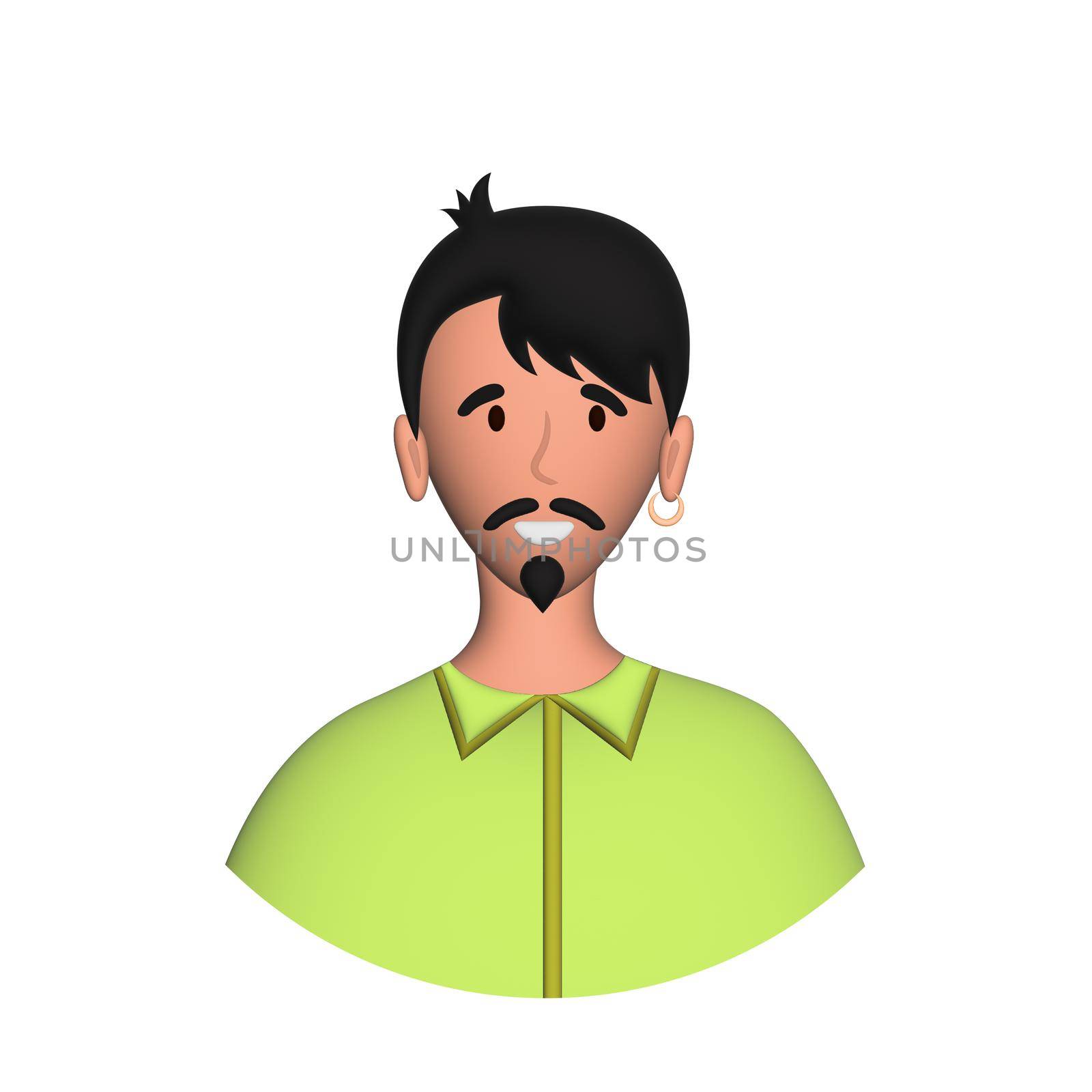 Web icon man, middle-aged man with mustache - illustration