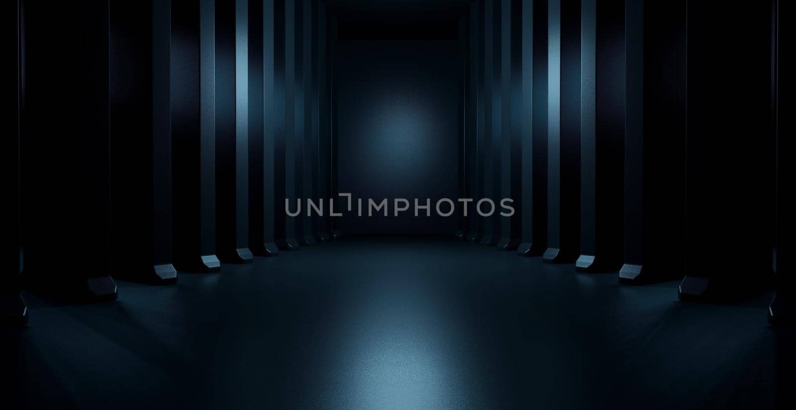 Futuristic Structure Walls And Floor Black Banner Background For Graphic Design 3D Illustration