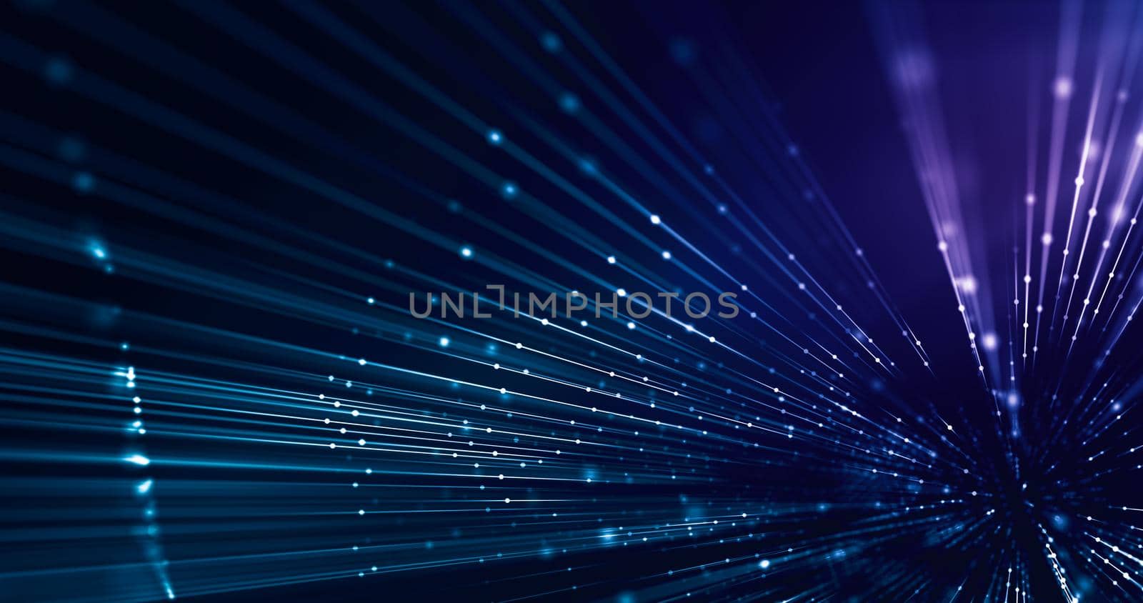 Connected dots and line, led fiber rays, tech background, fast communication concept. 3d rendering by ImagesRouges