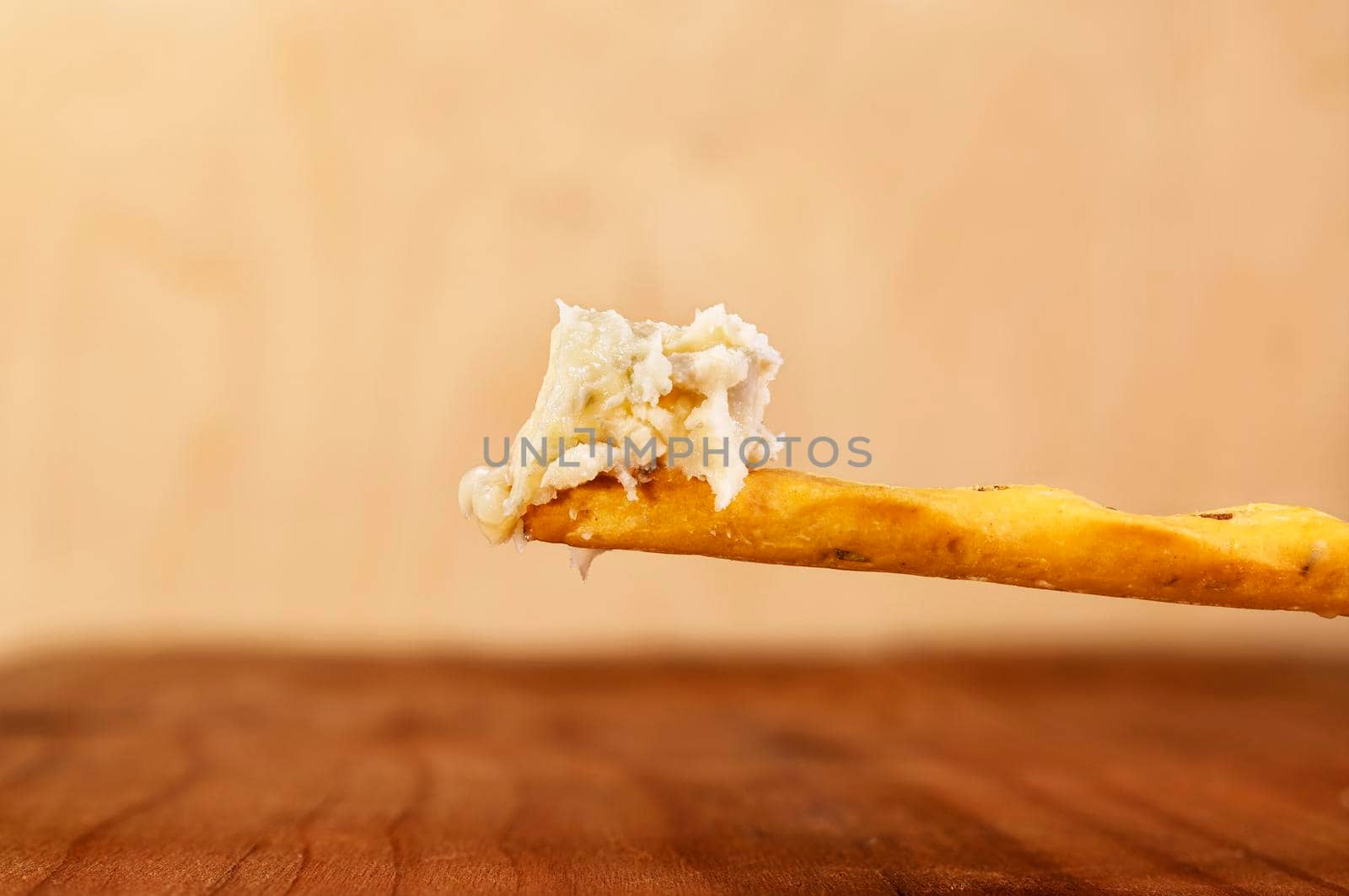 Gorgonzola cheese and  breadstick by victimewalker