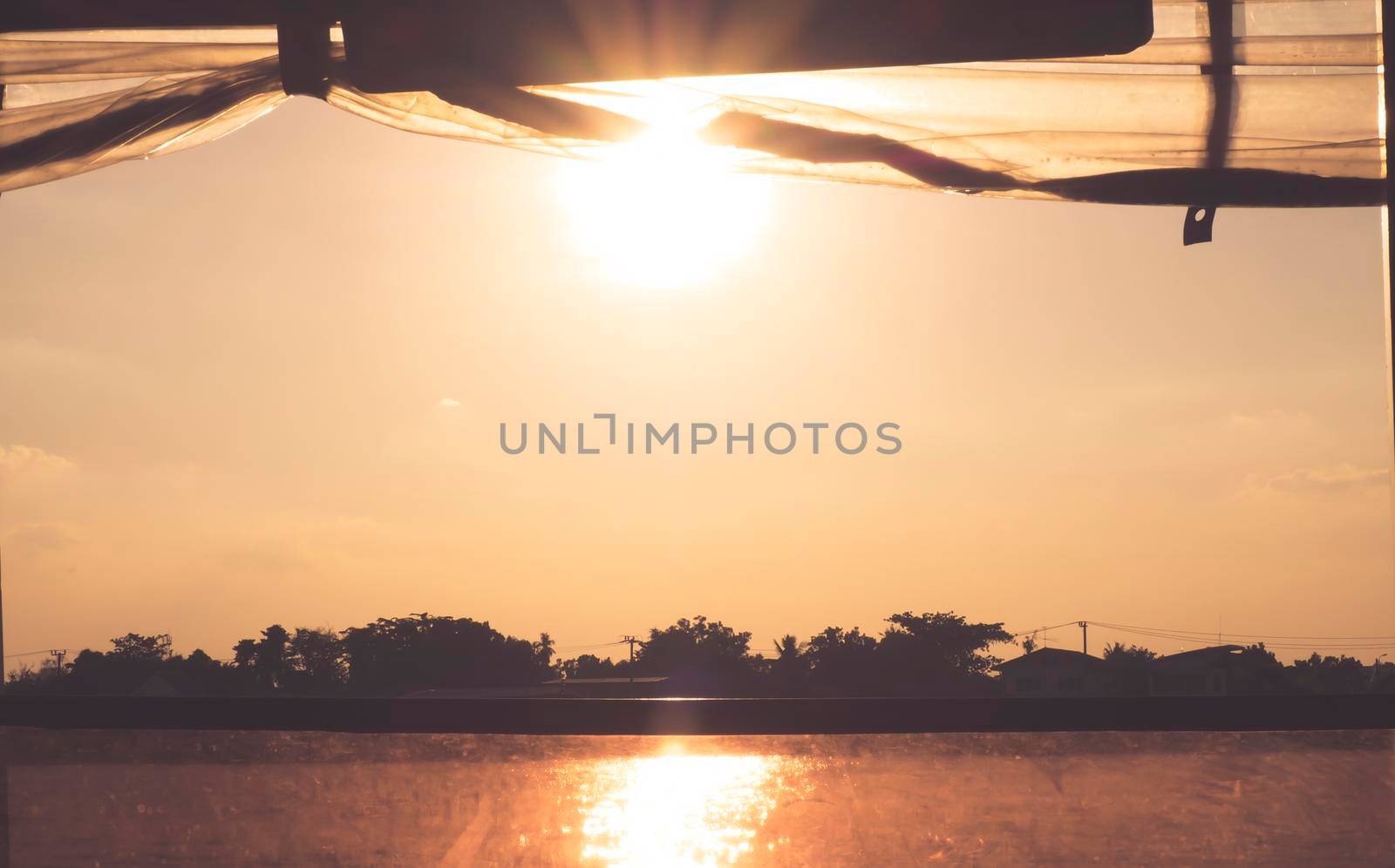 the Tourism and travel in Bangkok by the Chao Phraya Express Boat .housing along the river.riverscape. for travelling information in Thailand