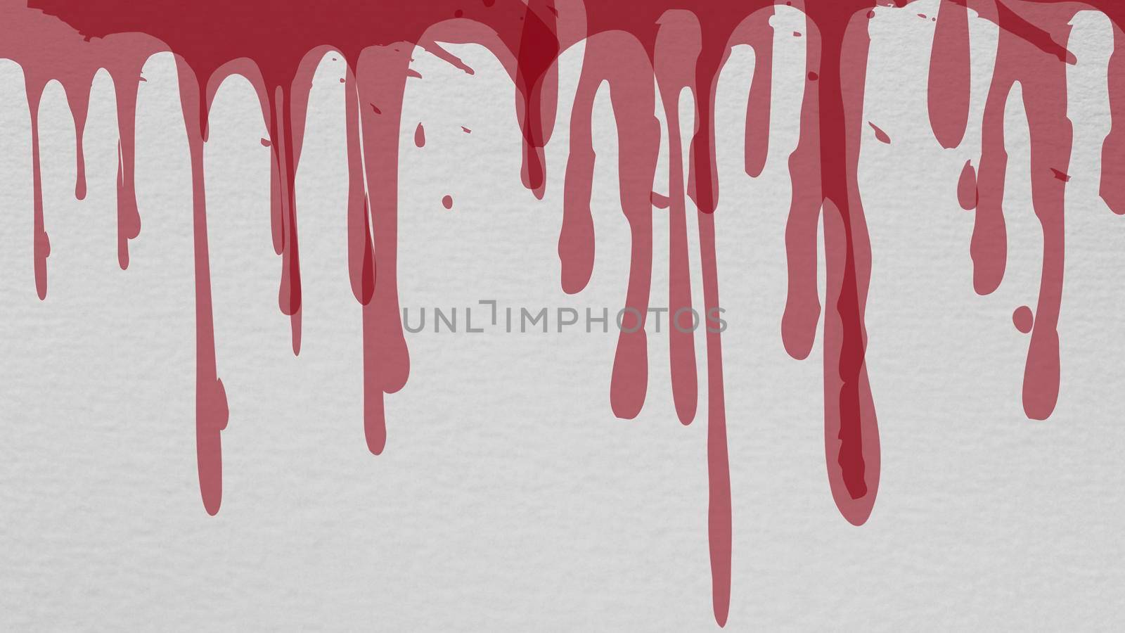 Red blood on white background . Dripping blood isolated on white. . Halloween concept. Blood on white background