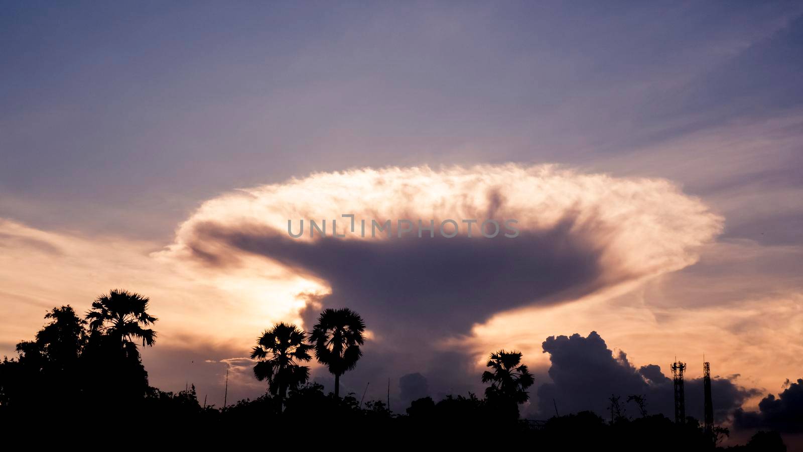 Cloud in Tornado shape .Nature phenomenon concept background. Climate change . beautiful cloudscape . Global warming concept idea