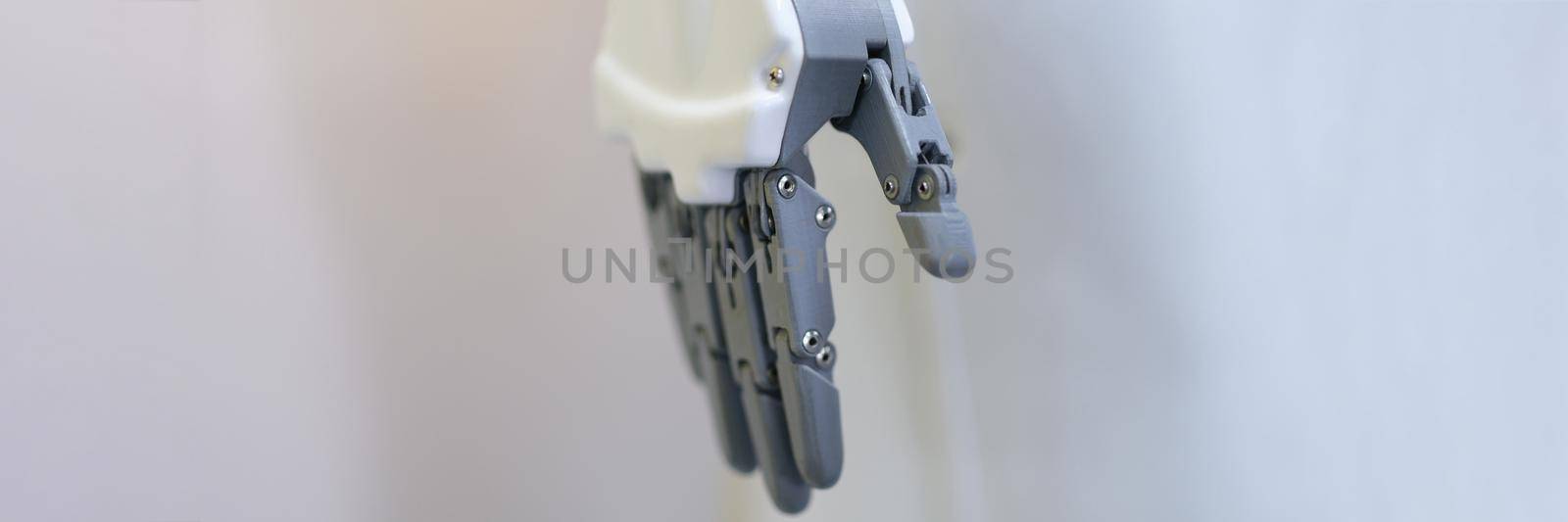 Robotic hand with fingers on a white background by kuprevich
