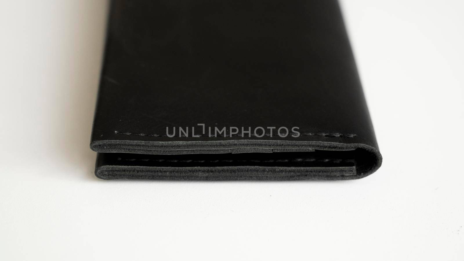 Men's black empty leather wallet with a zip and lots of pocket. Leather accessories. by vovsht