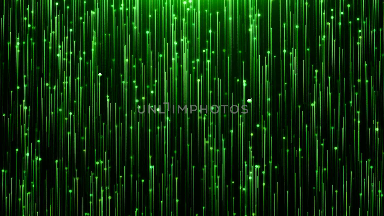 Glamorous green shine Line and particles on a black background4k