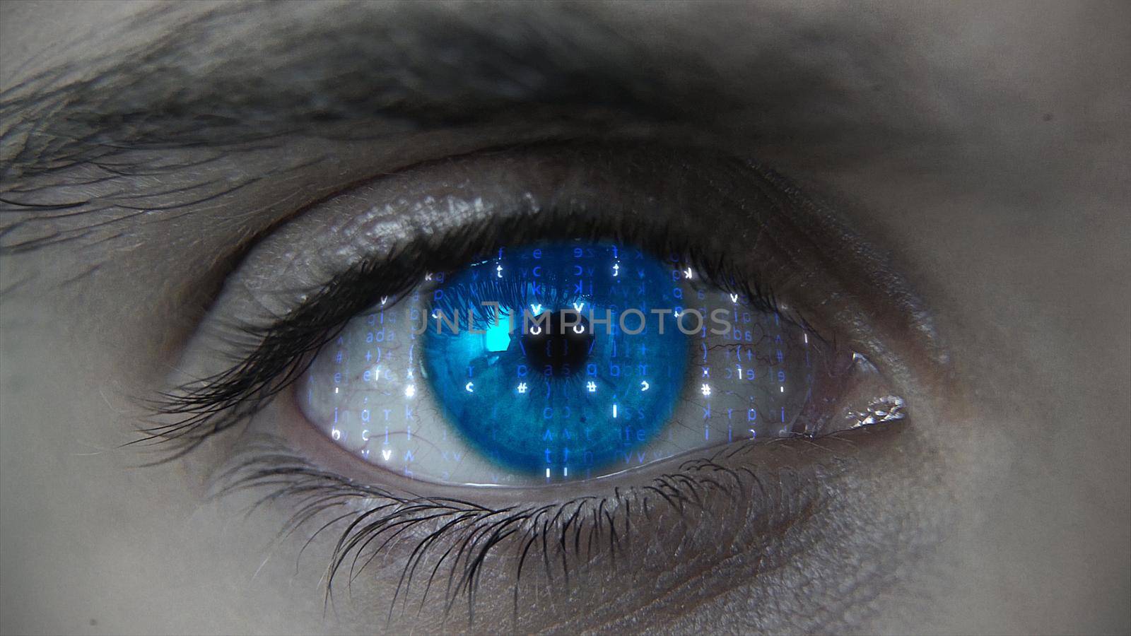 Macro blue neon futuristic HUD eye plan by studiodav