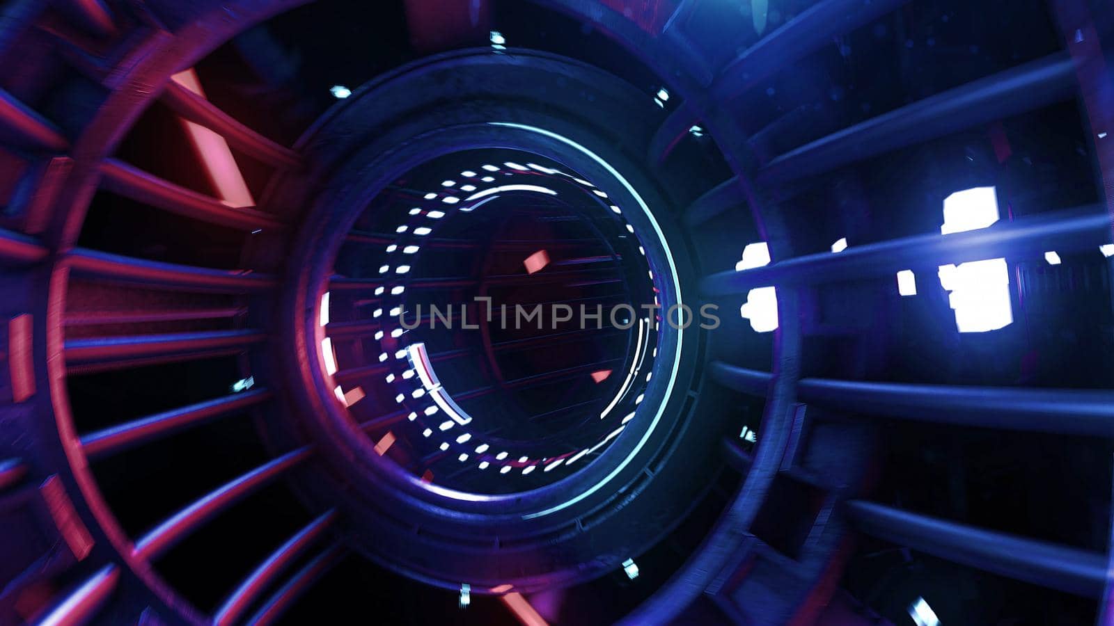 3D rendering VJ neon digital tunnel abstract by studiodav