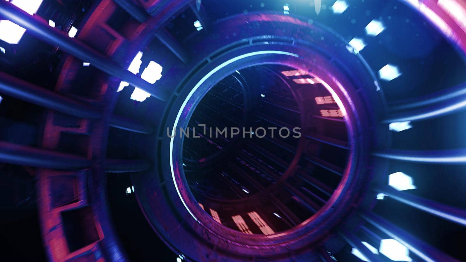 3D rendering VJ neon digital tunnel abstract by studiodav