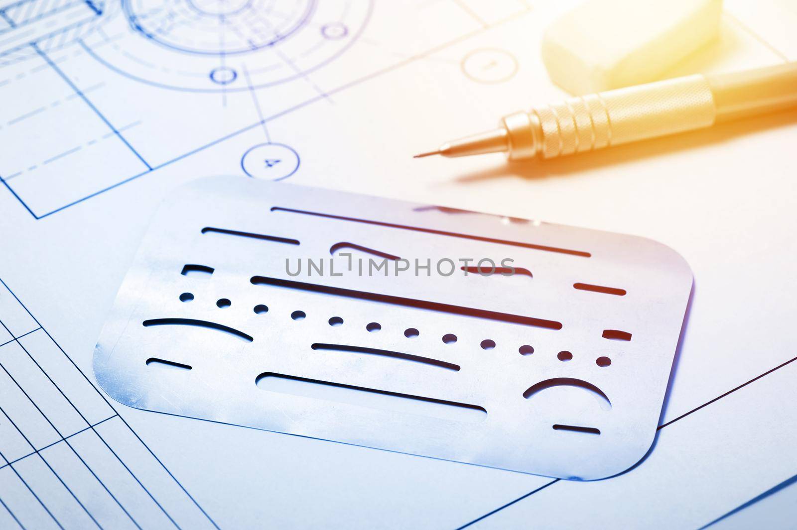 stainless steel erasing shield, tool for industrial drawing