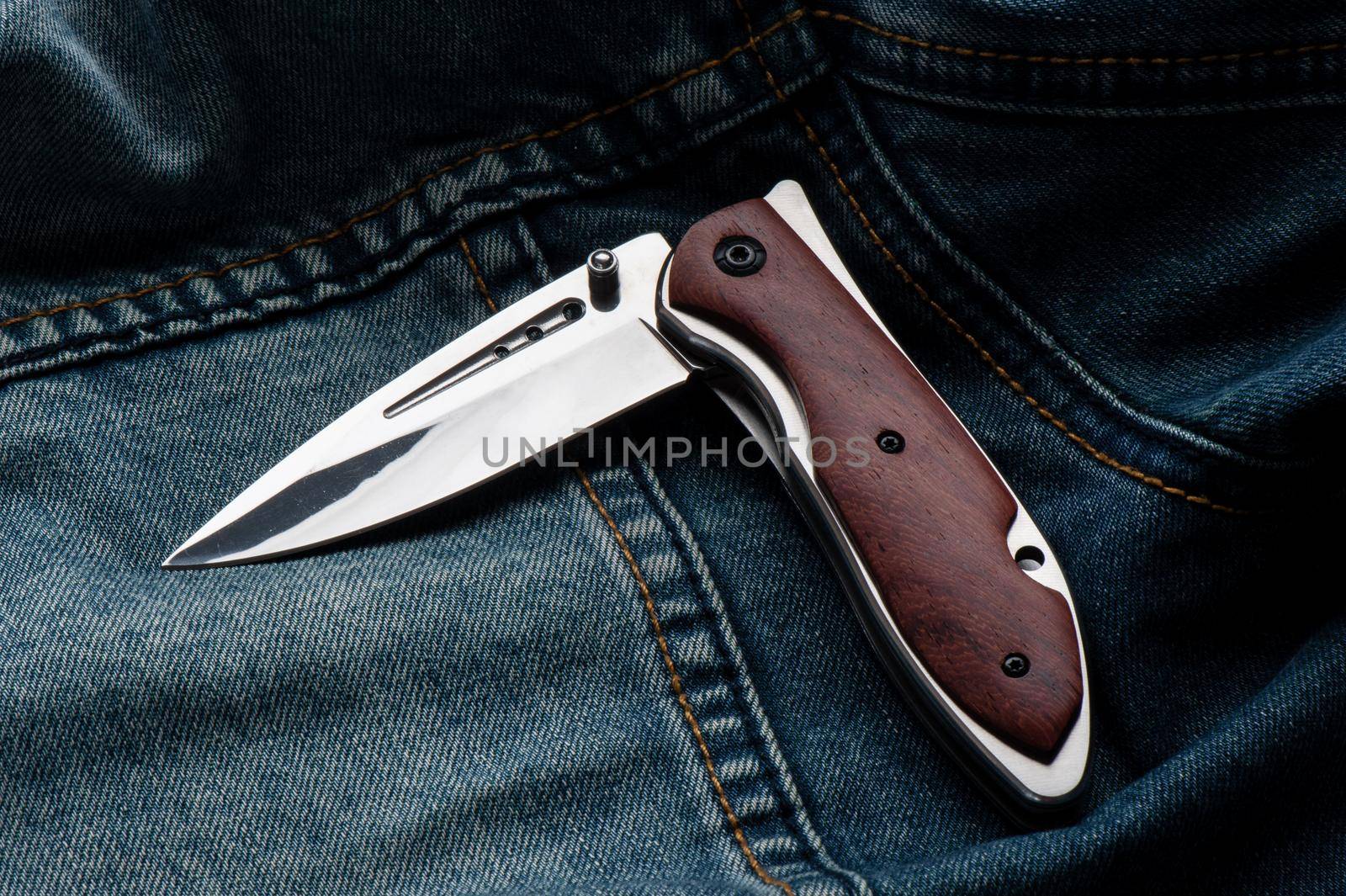 folding knife with wooden handle by norgal