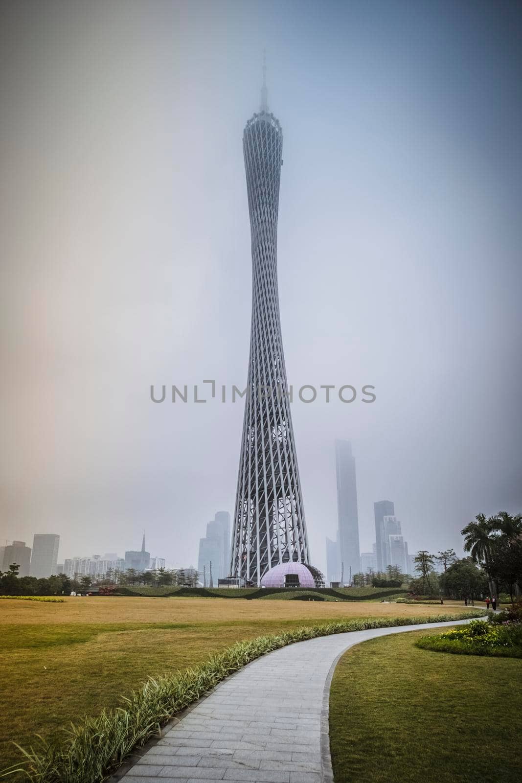 December 2019 Canton tower Guangzhou China Urban Landscape of Guangzhou city close Canton tower