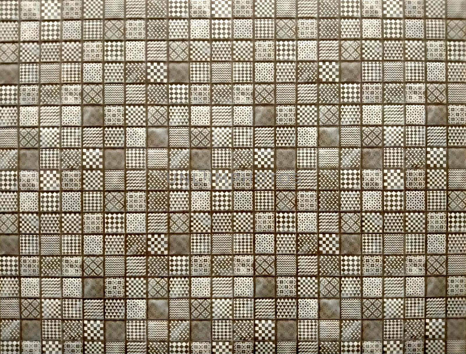 Retro brown mosaic Tile. Portuguese style Tiles. Material construction in architecture 3d mapping presentation.