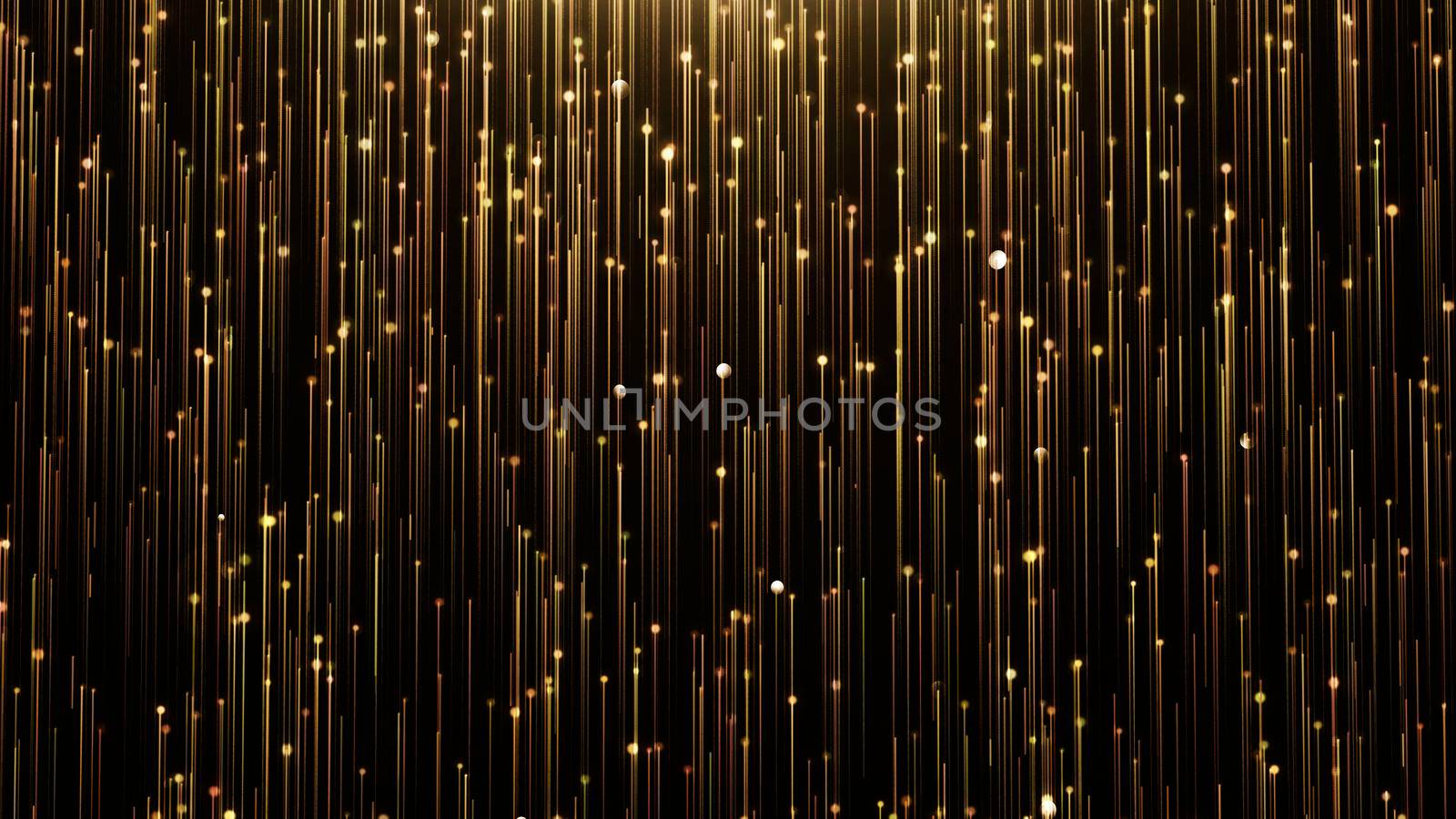 Glamorous gold shine Line and particles on a black background 4k