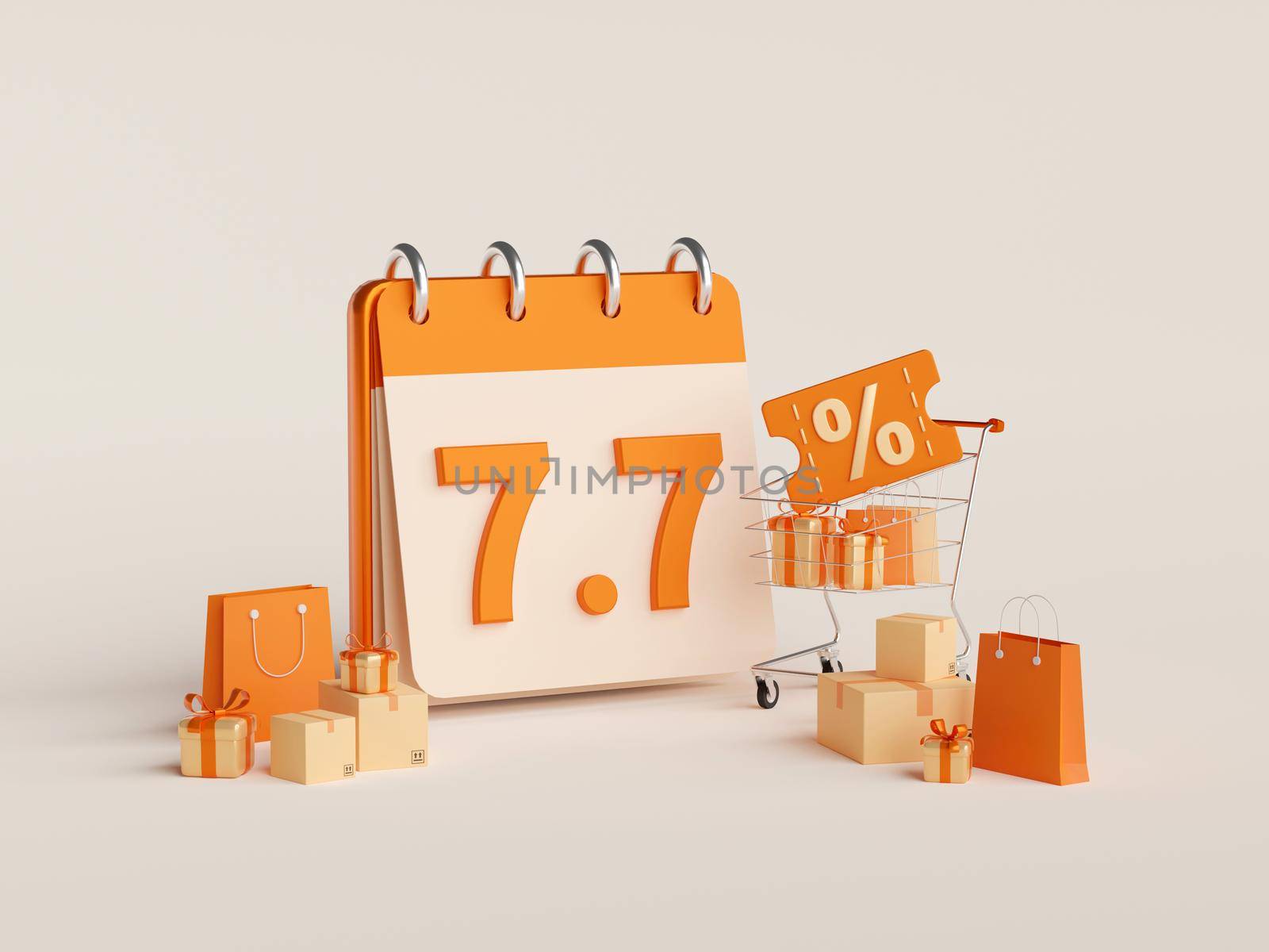 3d illustration of Promotion deal 7.7 with discount price for shopping by nutzchotwarut