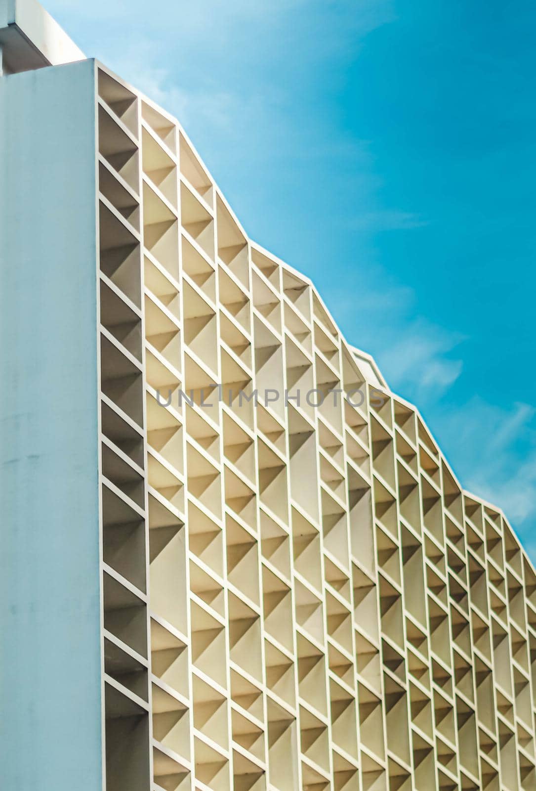 Building skin façade modern style showing shading divide (shade and shadow). Facade architecture elevation design