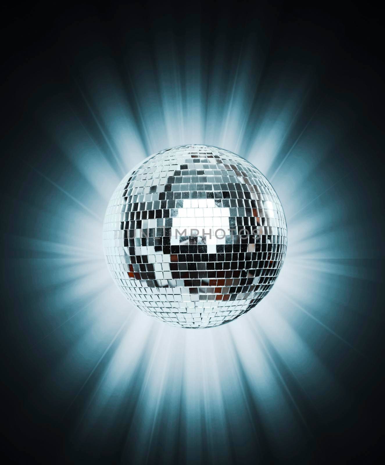 Shining Disco Ball on blue background light by adamr