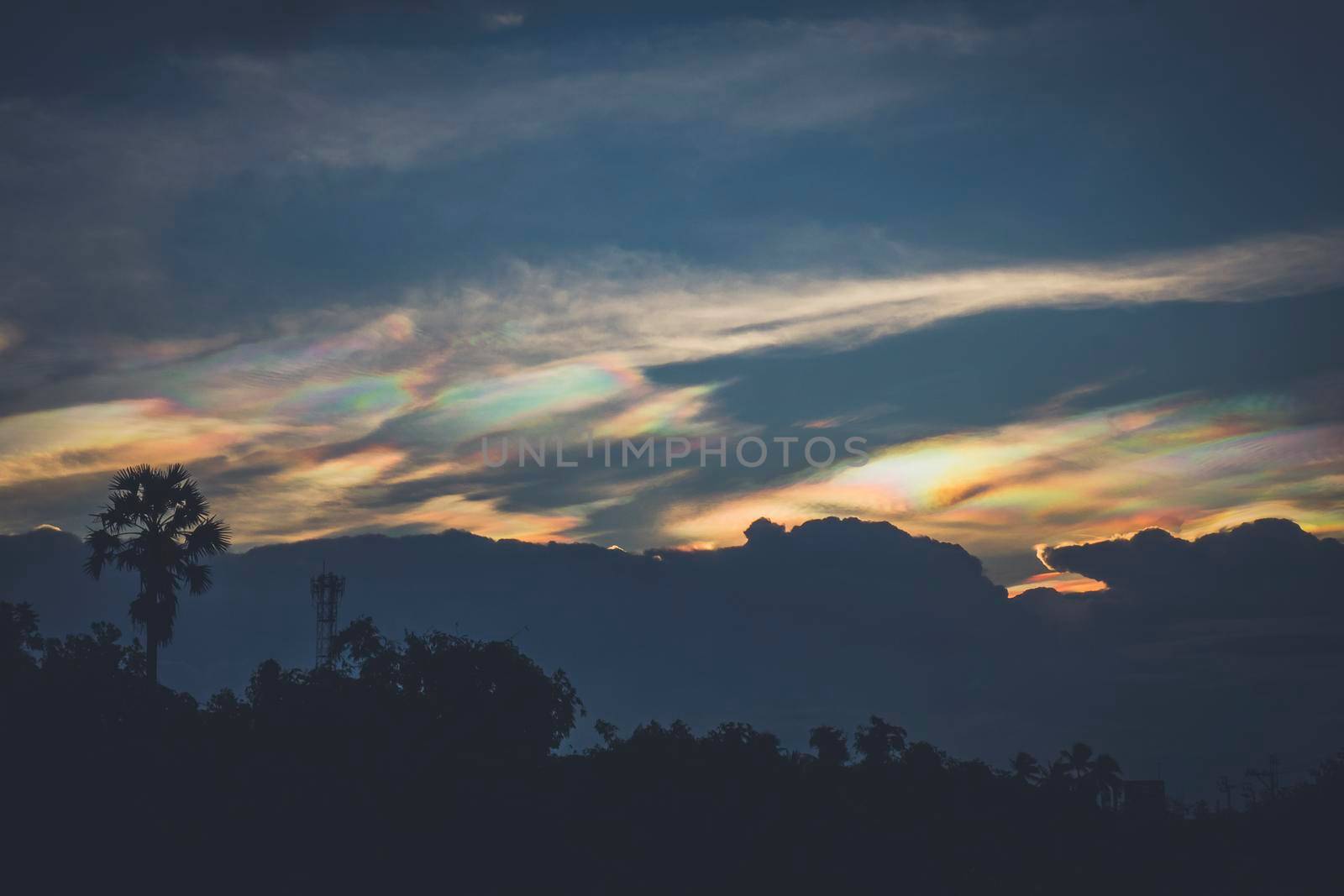 A Rare Look at an Iridescent Cloud. fire rainbows or rainbow clouds. Iridescent Pileus Cloud colorful optical phenomenon sky