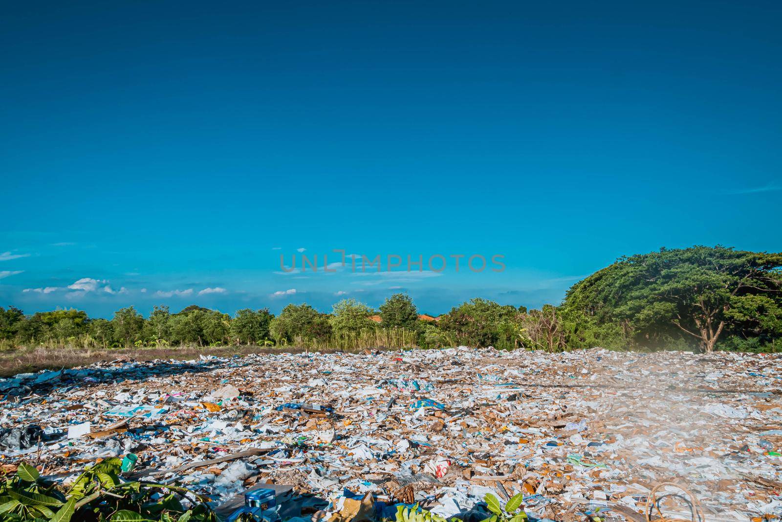 Trash Keeper Land Garbage Landfill Environmental. Garbage dumping to earth dirty forest area. by Petrichor