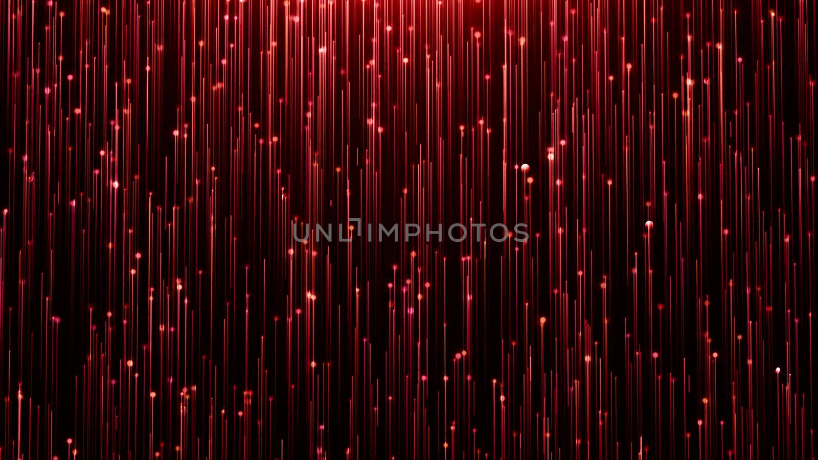 Glamorous red shine Line and particles on a black background4k