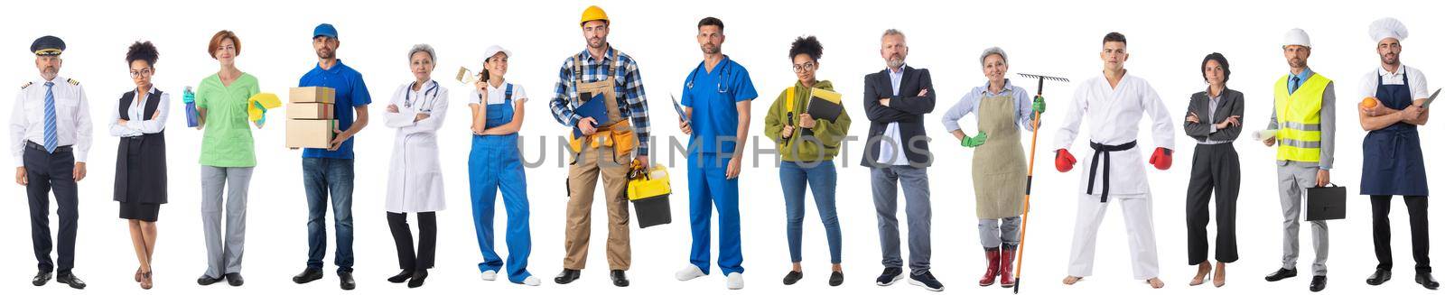 People of diverse professions on white by ALotOfPeople