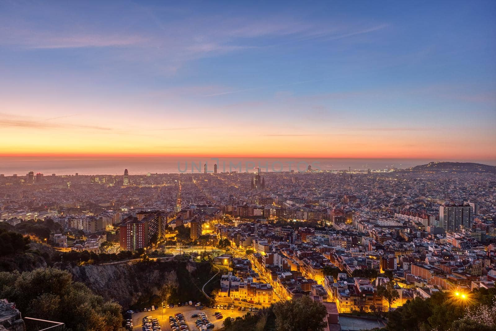 View over Barcelona beforse sunset by elxeneize