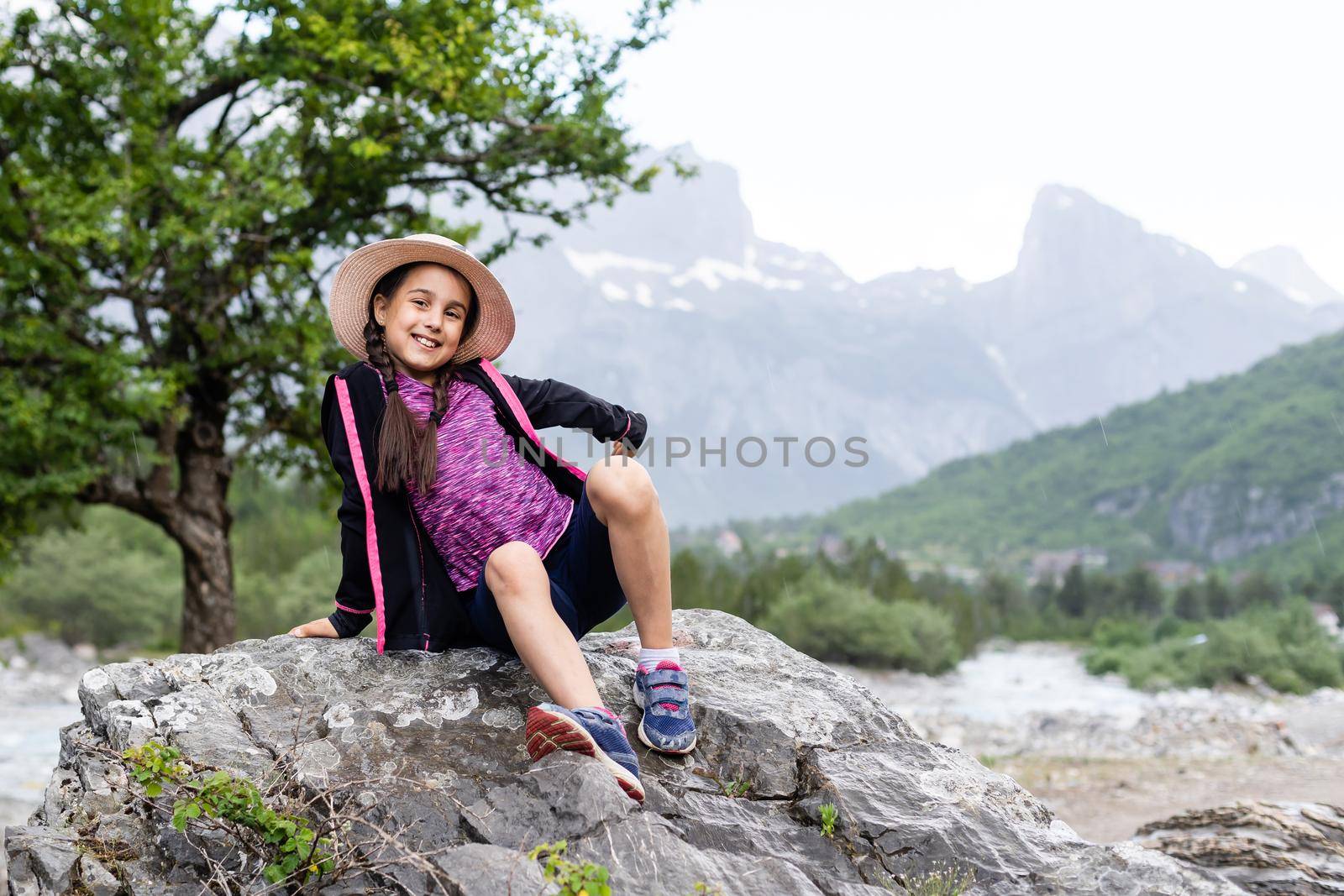 little girl in the mountains of albania.