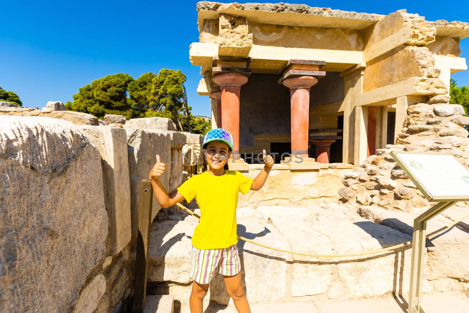 Landscape of Crete, Island in Greece with ruins.