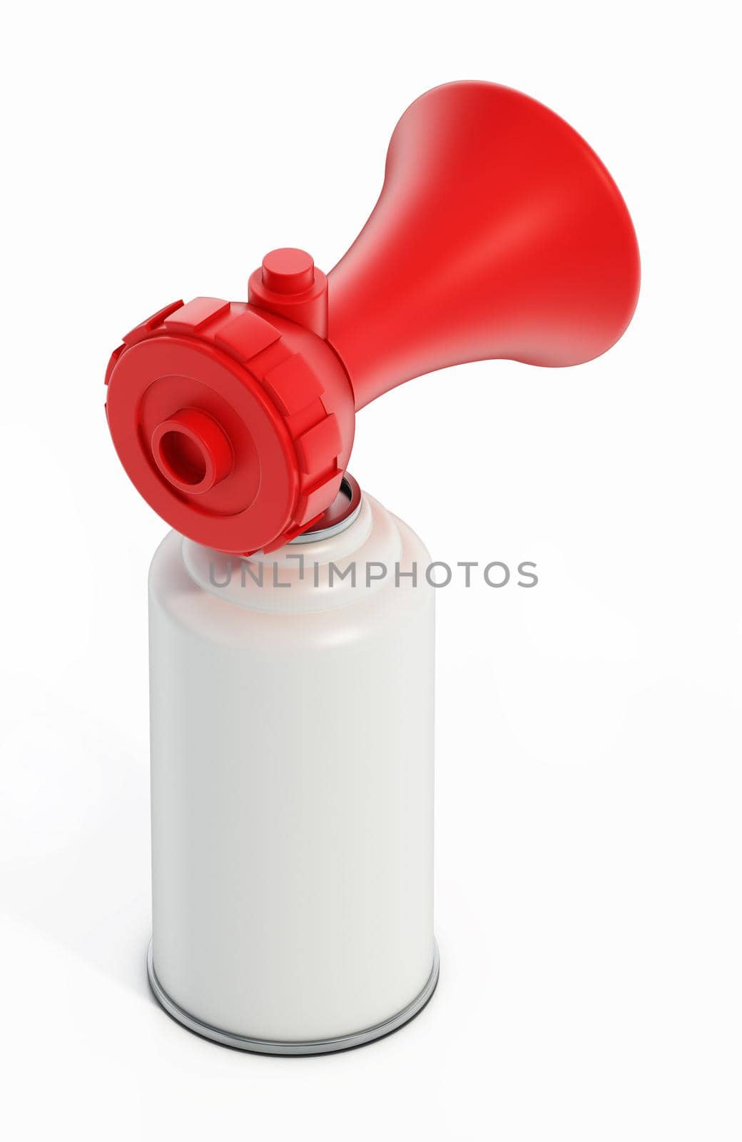 Air horn can isolated on white background. 3D illustration by Simsek