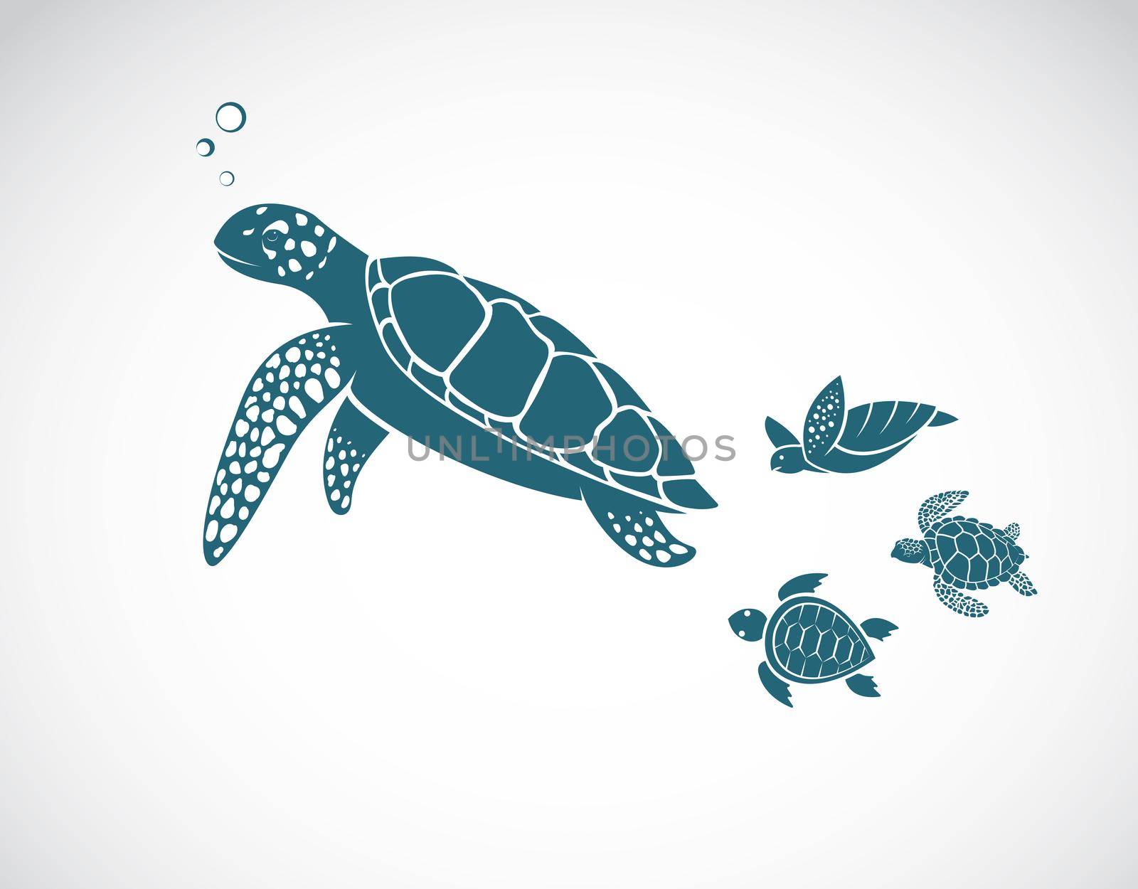 Vector of turtles family design on white background. Easy editable layered vector illustration. Undersea Animals. by yod67