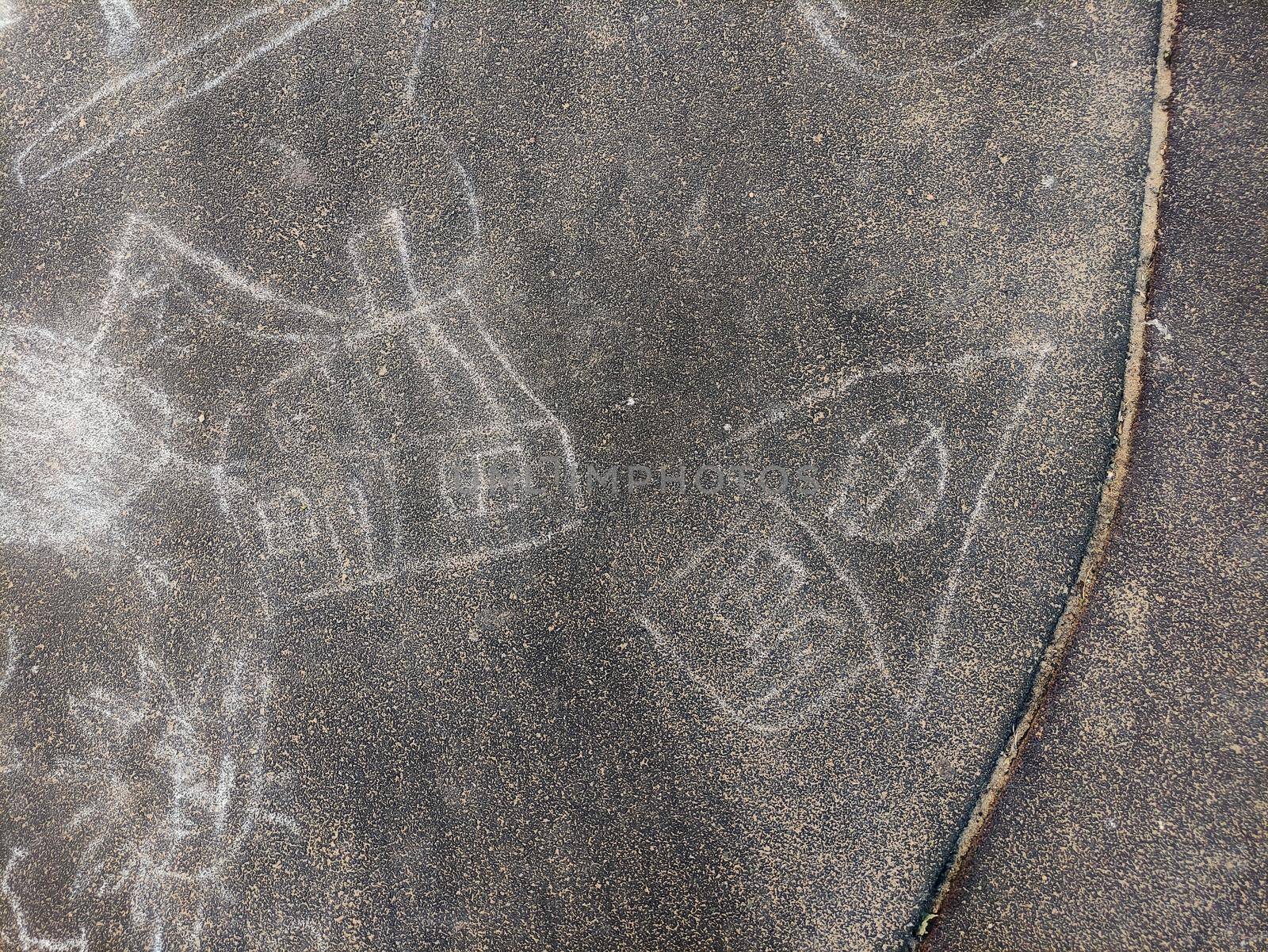 Chalk drawing on asphalt. Kids and children playground activity. Happy world concept. by iliris