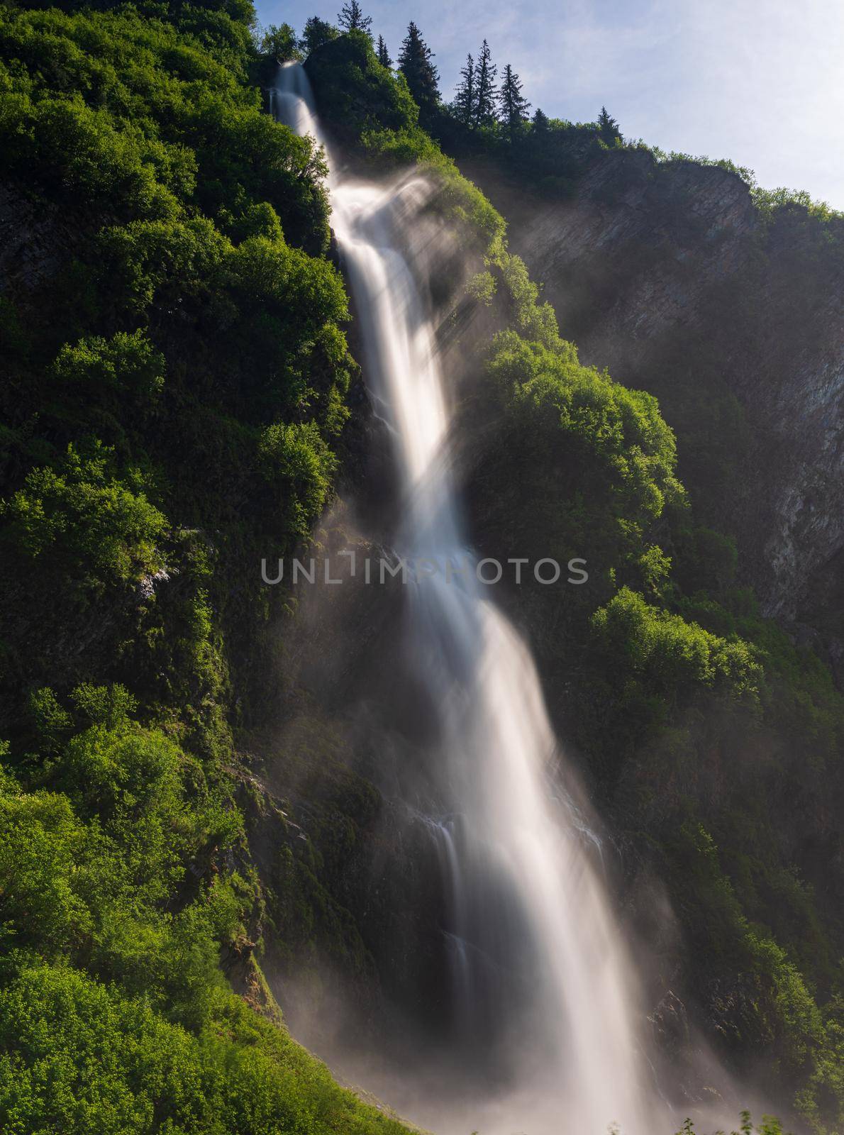 Dramatic waterfall of Bridal Veil Falls in Keystone Canyon by steheap