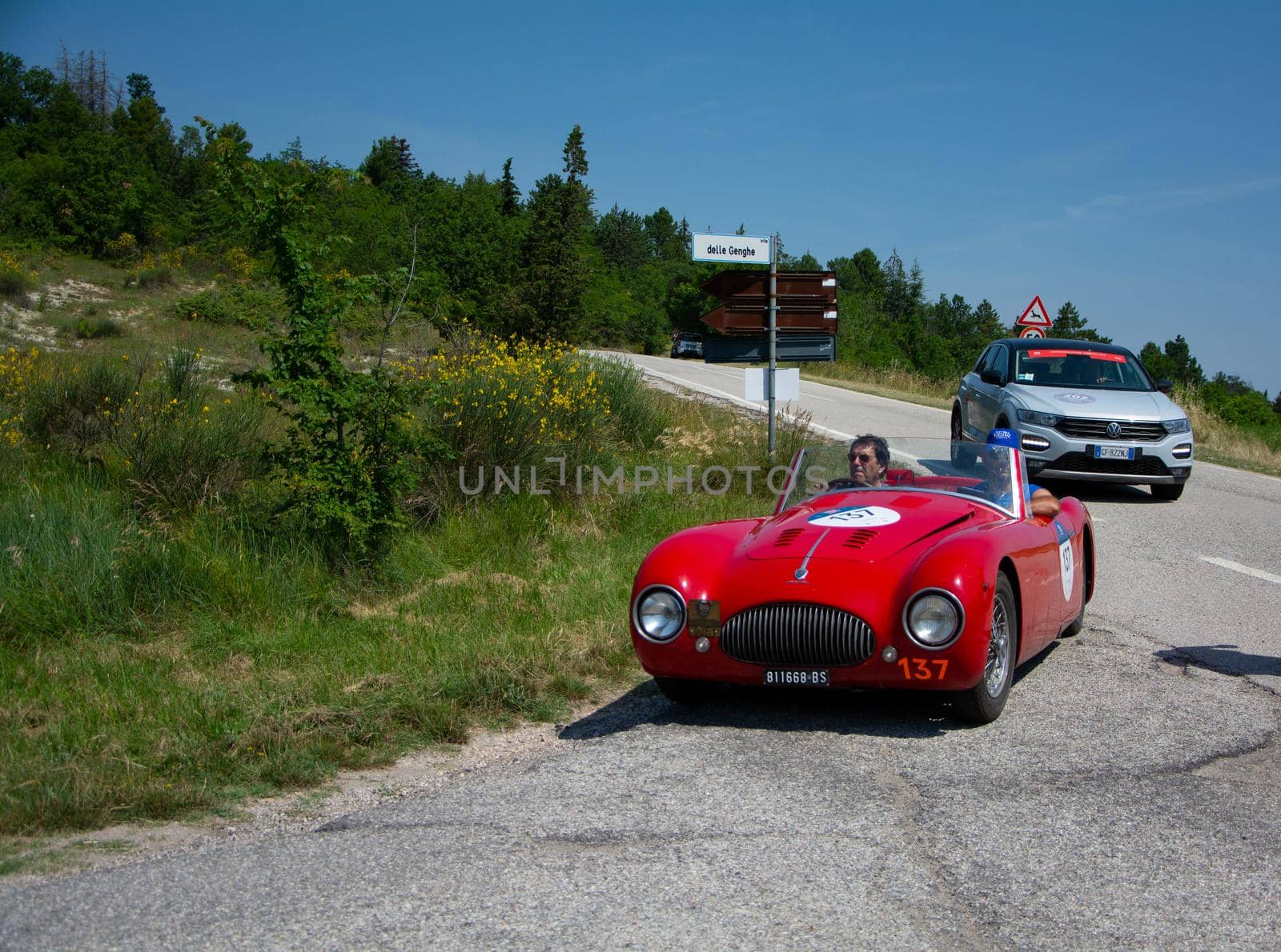 CISITALIA 202 S MM SPIDER NUVOLARI 1947 on an old racing car in rally Mille Miglia 2022 the famous italian historical race (1927-1957 by massimocampanari