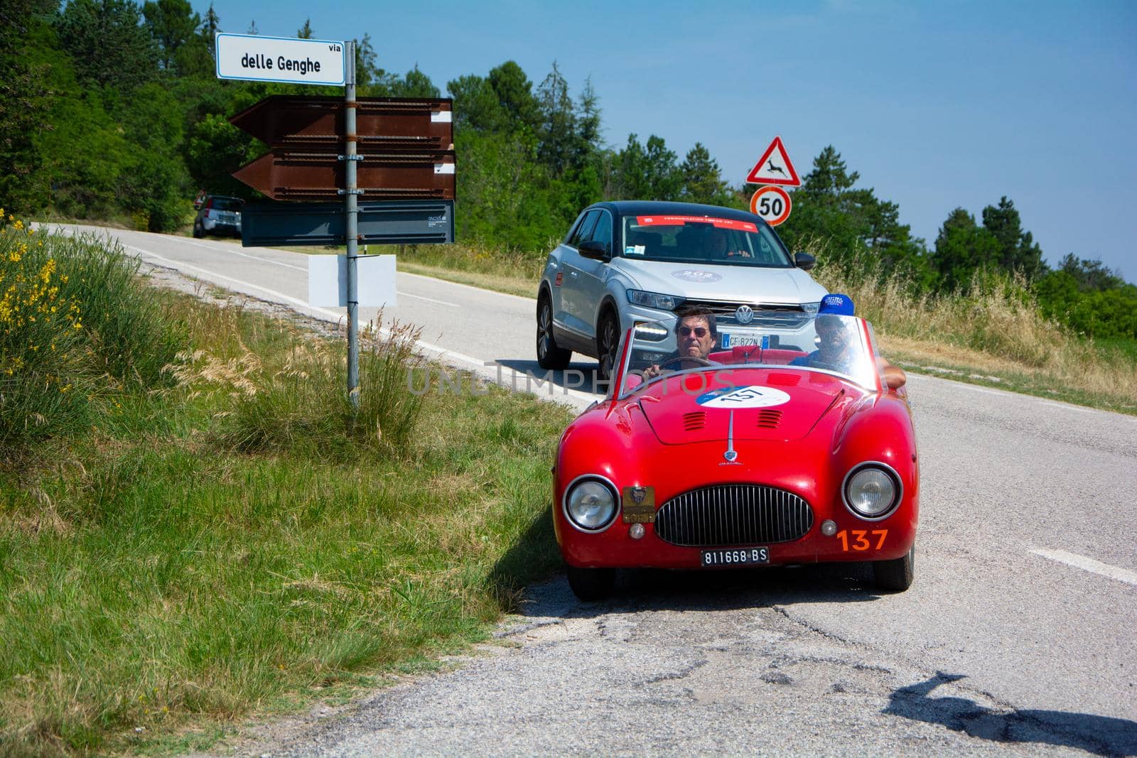 CISITALIA 202 S MM SPIDER NUVOLARI 1947 on an old racing car in rally Mille Miglia 2022 the famous italian historical race (1927-1957 by massimocampanari