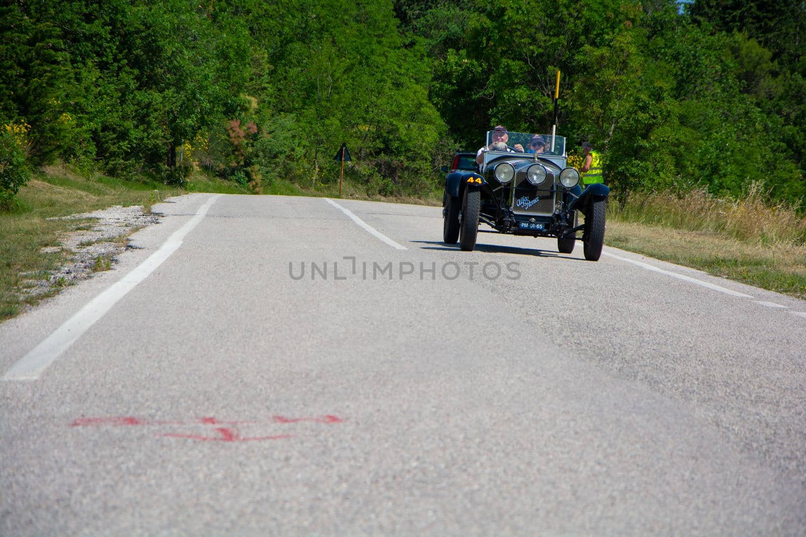 ALFA ROMEO 6C 1750 SUPER SPORT ZAGATO 1929 on an old racing car in rally Mille Miglia 2022 the famous italian historical race (1927-1957 by massimocampanari