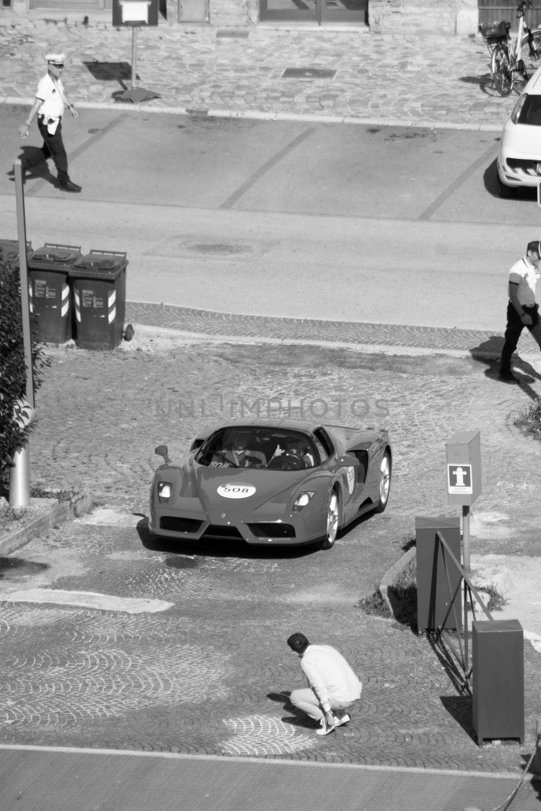 URBINO, ITALY - JUN 16 - 2022 : FERRARI TRIBUTE Ferrari ENZO IN an old racing car in rally Mille Miglia 2022