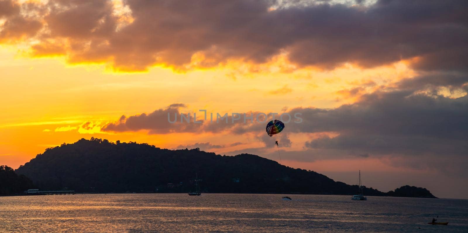 Sunset view in Patong beach in Phuket Province, Thailand. High quality 4k footage