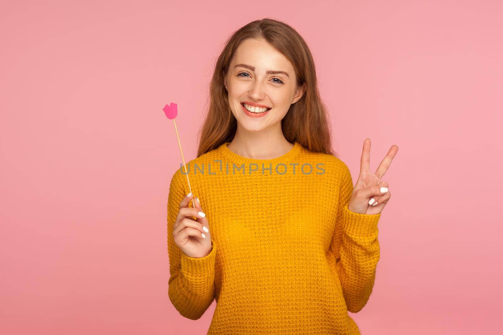 Portrait of young emotional woman on pink background. by Khosro1