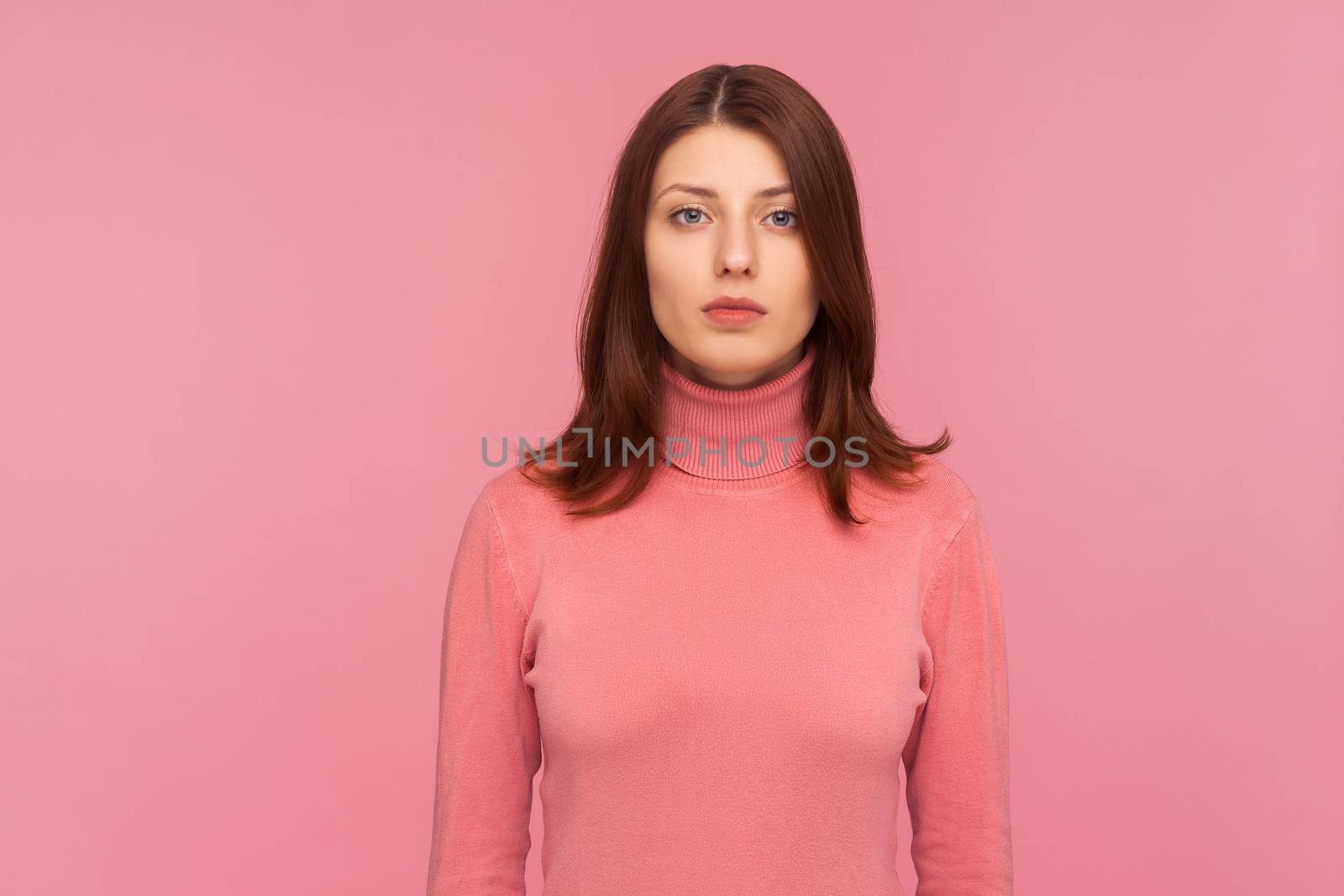 Portrait of emotional brunette young woman on pink background. by Khosro1