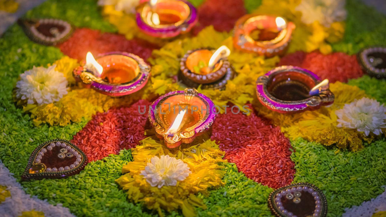 Diwali is a festival of lights celebrations by Hindus , Jains, Sikhs and some Buddhists