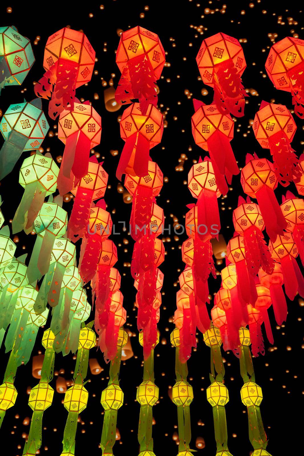 Yee Peng Festival (Yi Peng) Chiang Mai. Paper lanterns decorated on Tha-Phae road ,Chiang Mai. by toa55