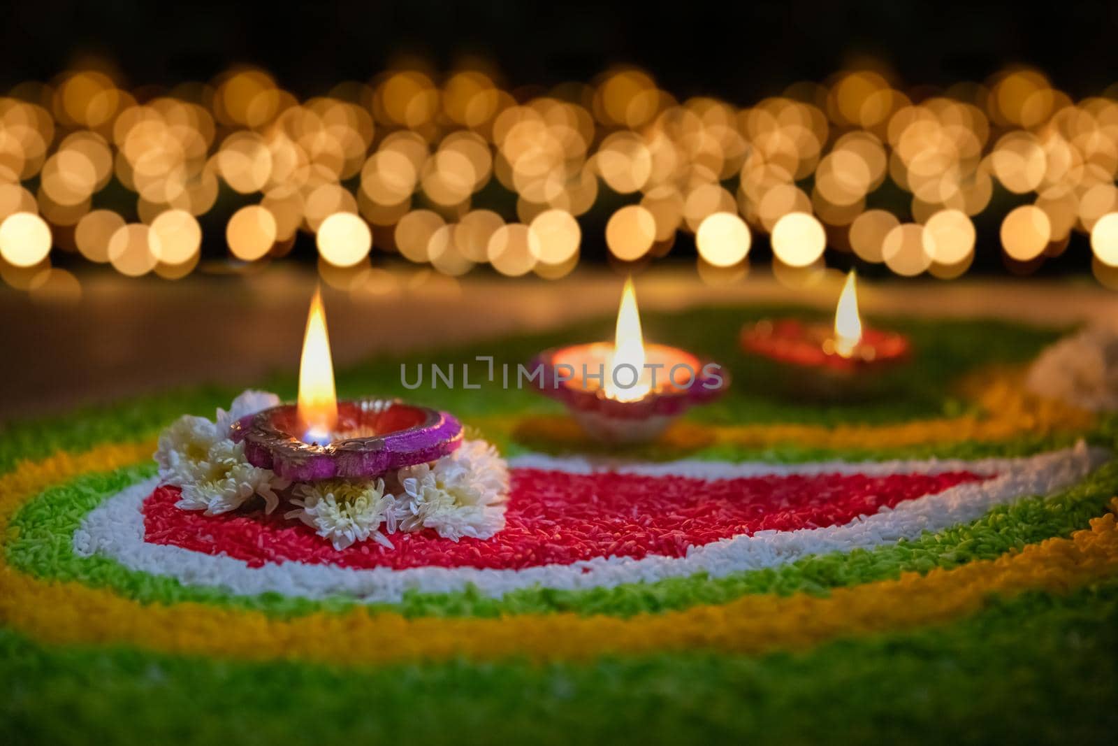 Diwali is a festival of lights celebrations by Hindus , Jains, Sikhs and some Buddhists