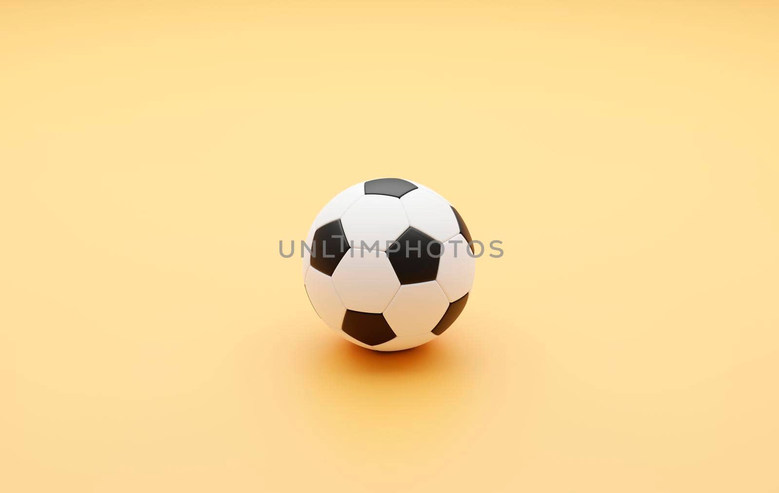 Soccer ball on pastel yellow background. Minimal creative concept. 3D illustration