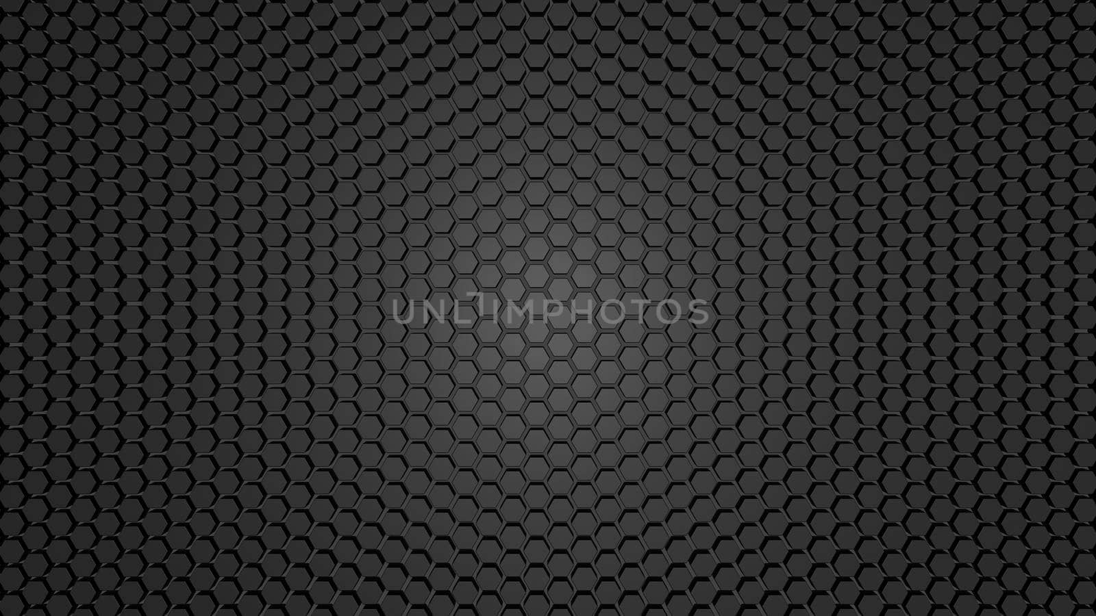 Dark hexagon wallpaper or background.3d illustration