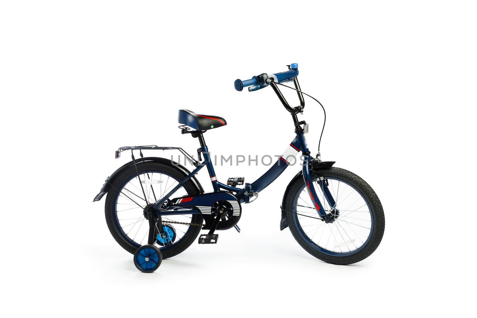 kids bike with training wheels, isolatedon white