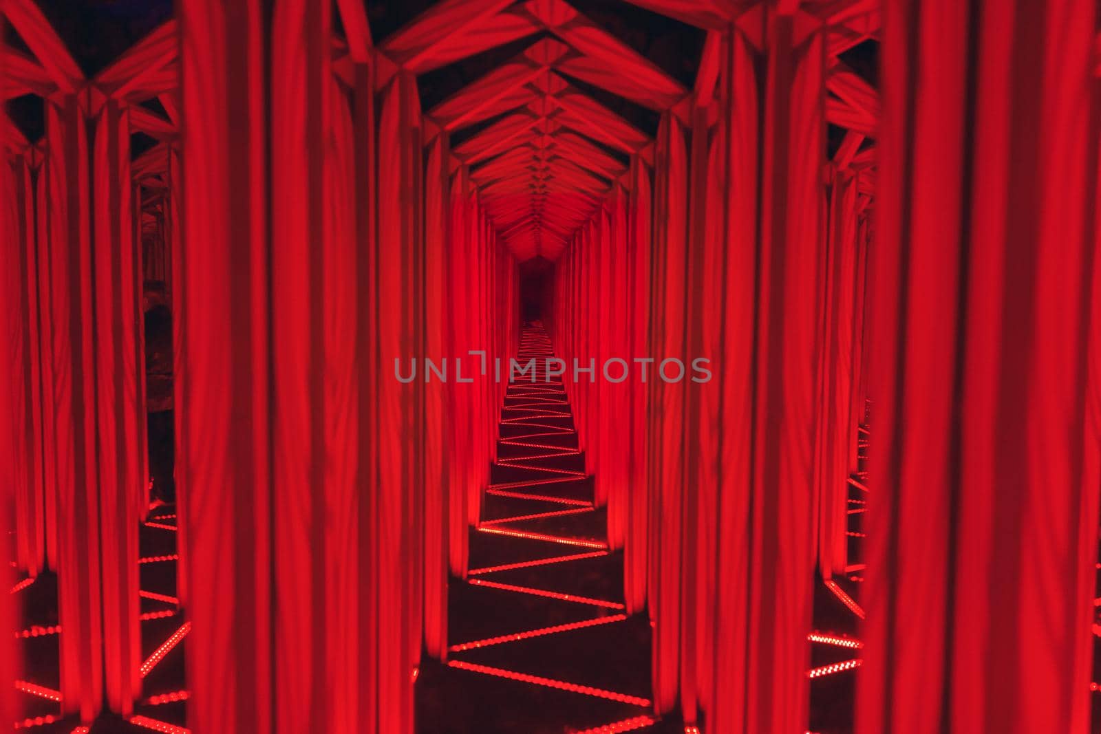 labyrinth mirror maze with red illumination by nikkytok