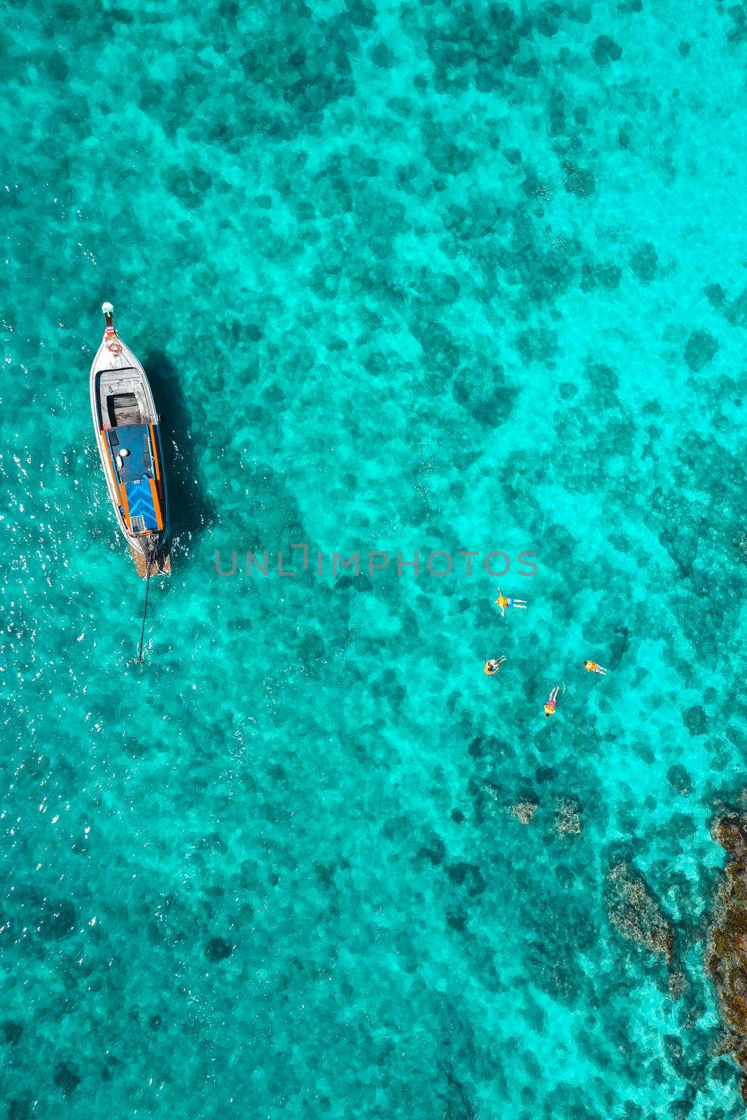 Aerial view of Koh Khai Nuai, the cat island in Phuket, Thailand. High quality 4k footage