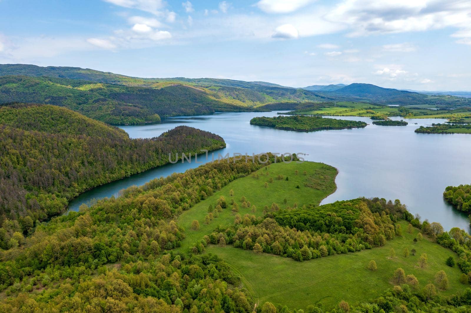 Aerial view from a drone at Dam Yovkovtsi, Bulgaria