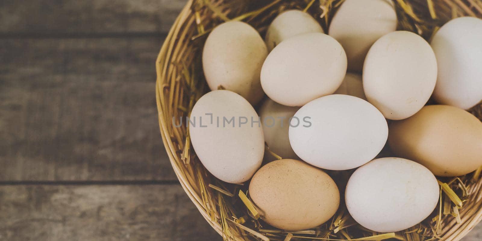 Homemade chicken eggs in a basket. Selective focus. nature.