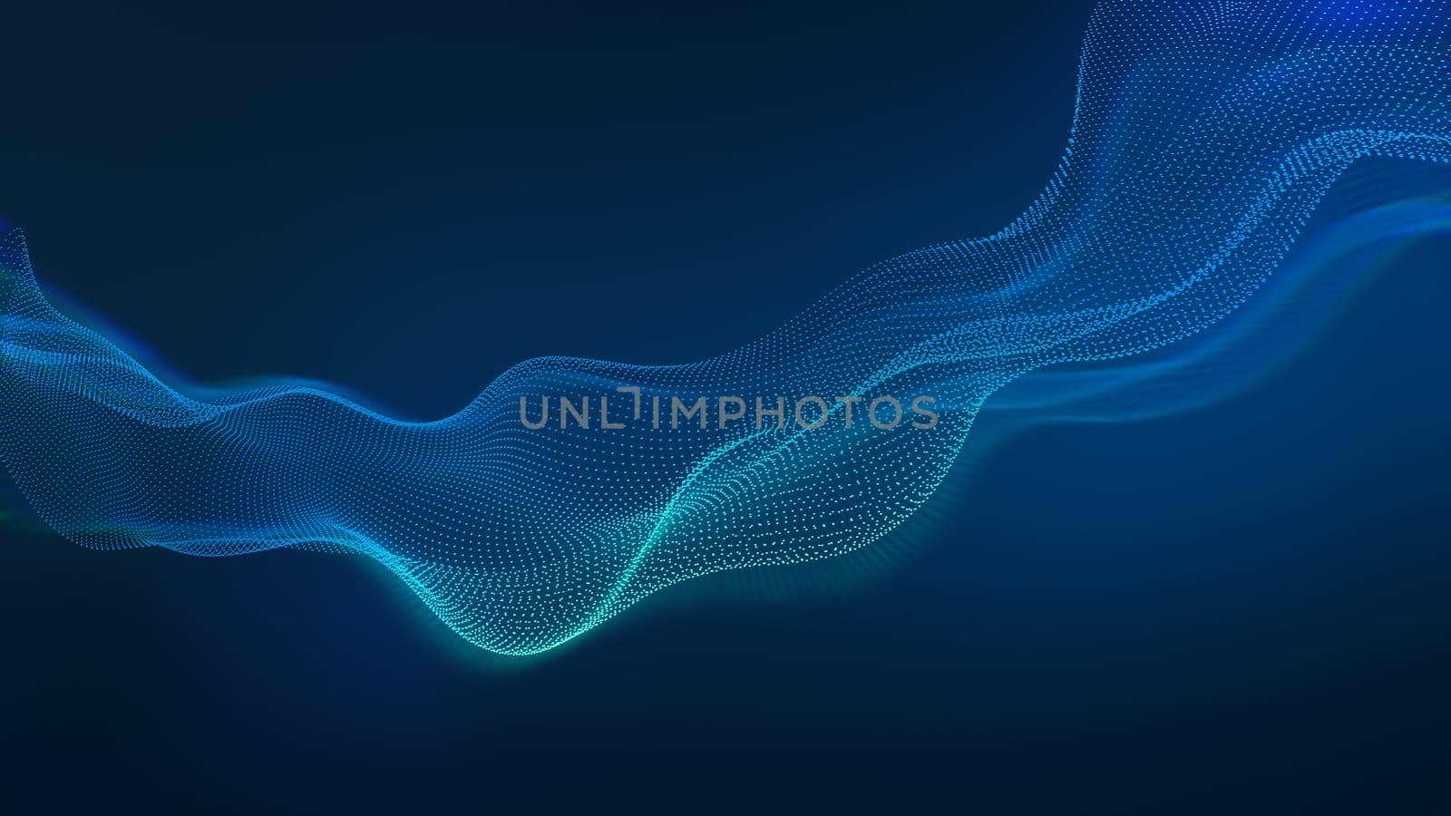 Beauty abstract wave technology background with blue led light. Tech business concept. 3d rendering.